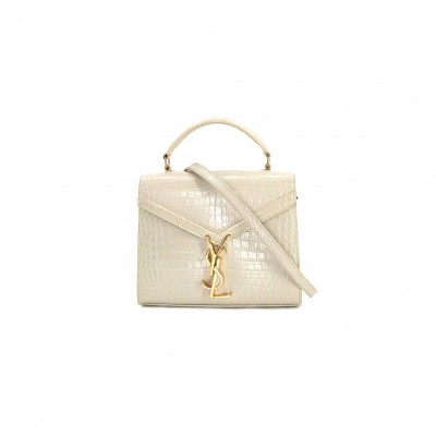 YSL CASSANDRA MINI TOP HANDLE BAG IN CROCODILE-EMBOSSED SHINY LEATHER 602716623930 (20*16*7.5cm)